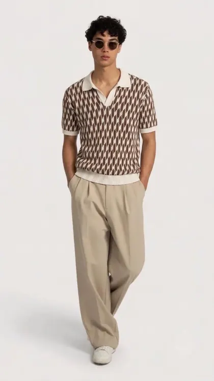 Polo con jacquard geométrico — ver en Instagram